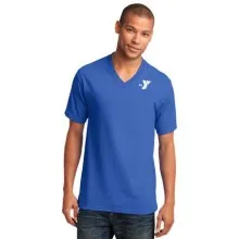 Mens Child Care 5.4-oz 100% Cotton V-Neck T-Shirt - Y Logo & Staff Back Print