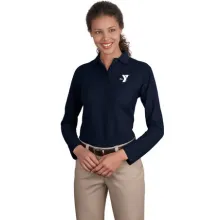 Ladies Silk Touch™ Long Sleeve Polo - EMBROIDERED LOGO